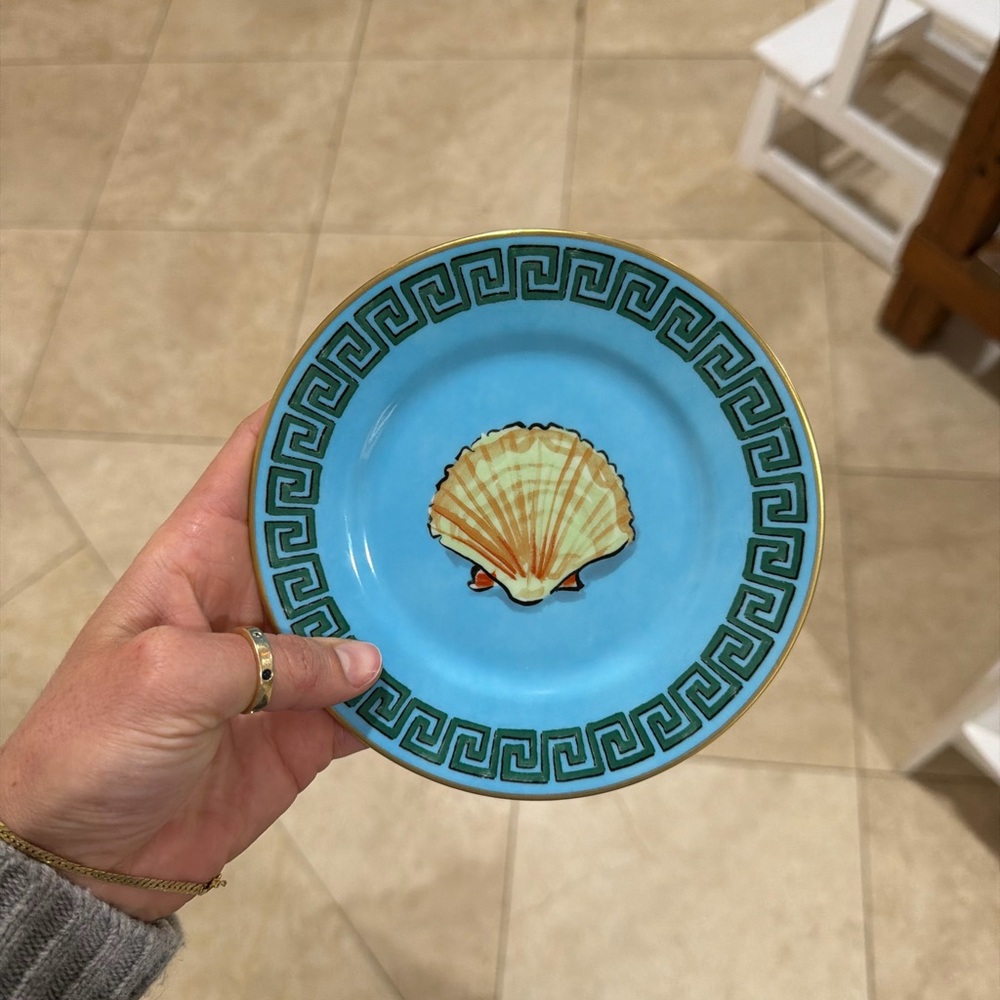 Richard Ginori Il Viaggio Di Nettuno Turquoise Bread Plate with Shell Design